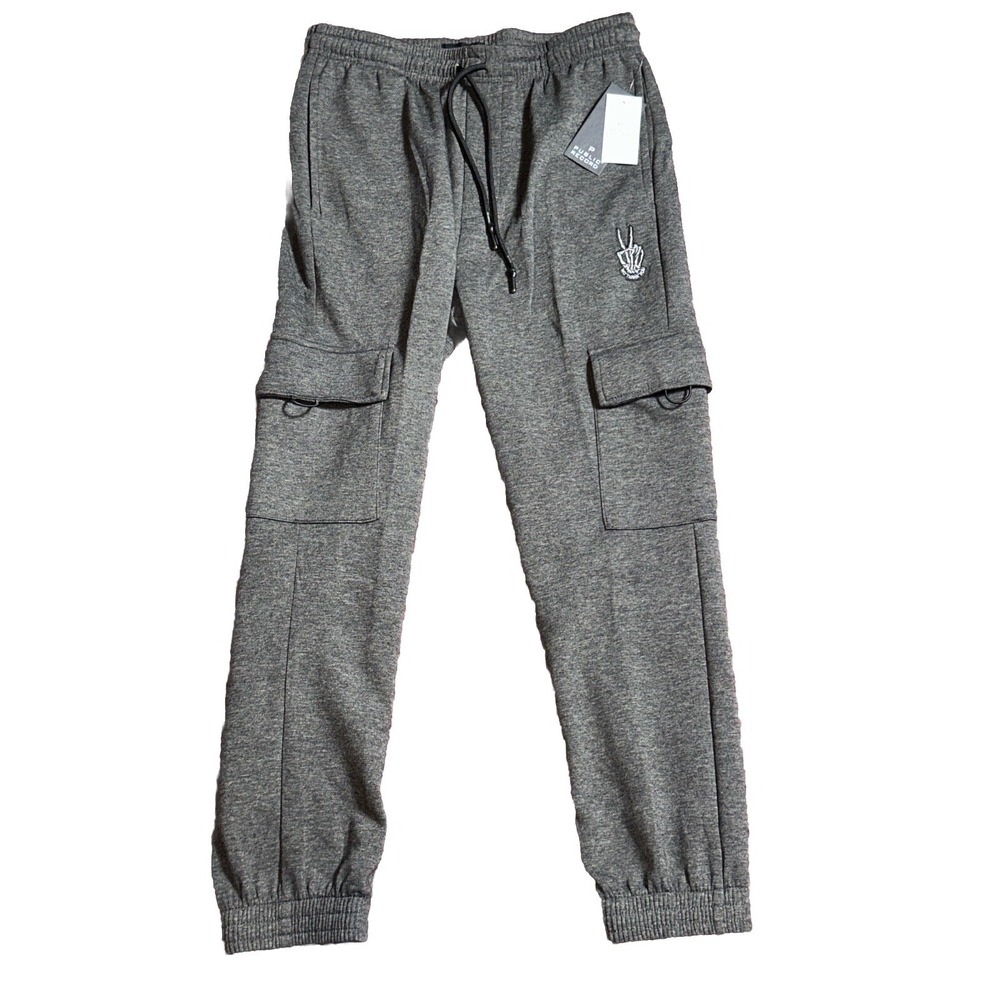 NWT Public Record Men's Cargo Jogger Pants Small Embroidered " No Thank You "